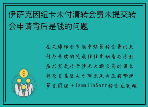 伊萨克因纽卡未付清转会费未提交转会申请背后是钱的问题